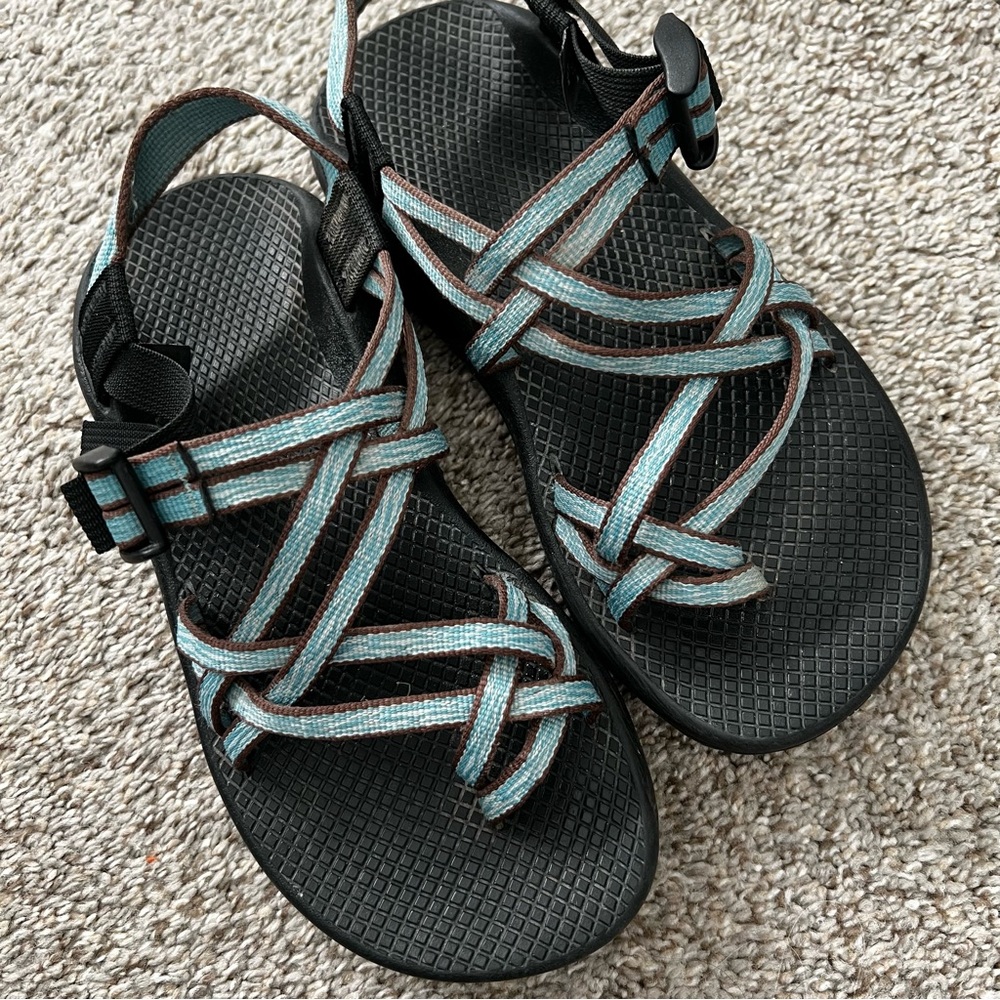 Chaco Women’s Black Vibram Sandals w Teal Accent - Secure Adjustable Fit Size 7 - Picture 10 of 11